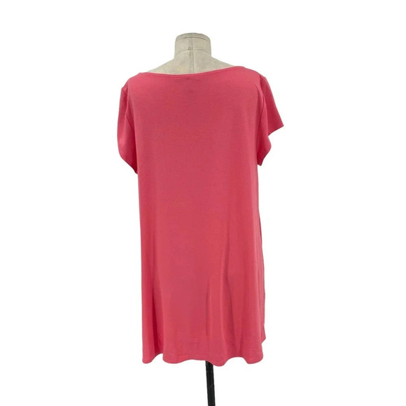 Eileen Fisher Pink Coral Short Sleeve Jersey Tunic Top‎ Size Large - Picture 5 of 8